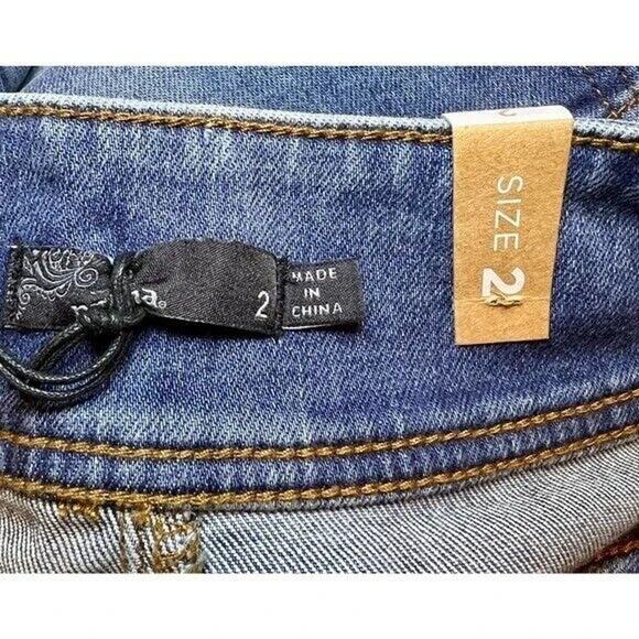 NWT prAna Broadway Denim Mini Jean Skirt Zipper Patch Pockets 2 True Blue #3228 - Picture 6 of 14